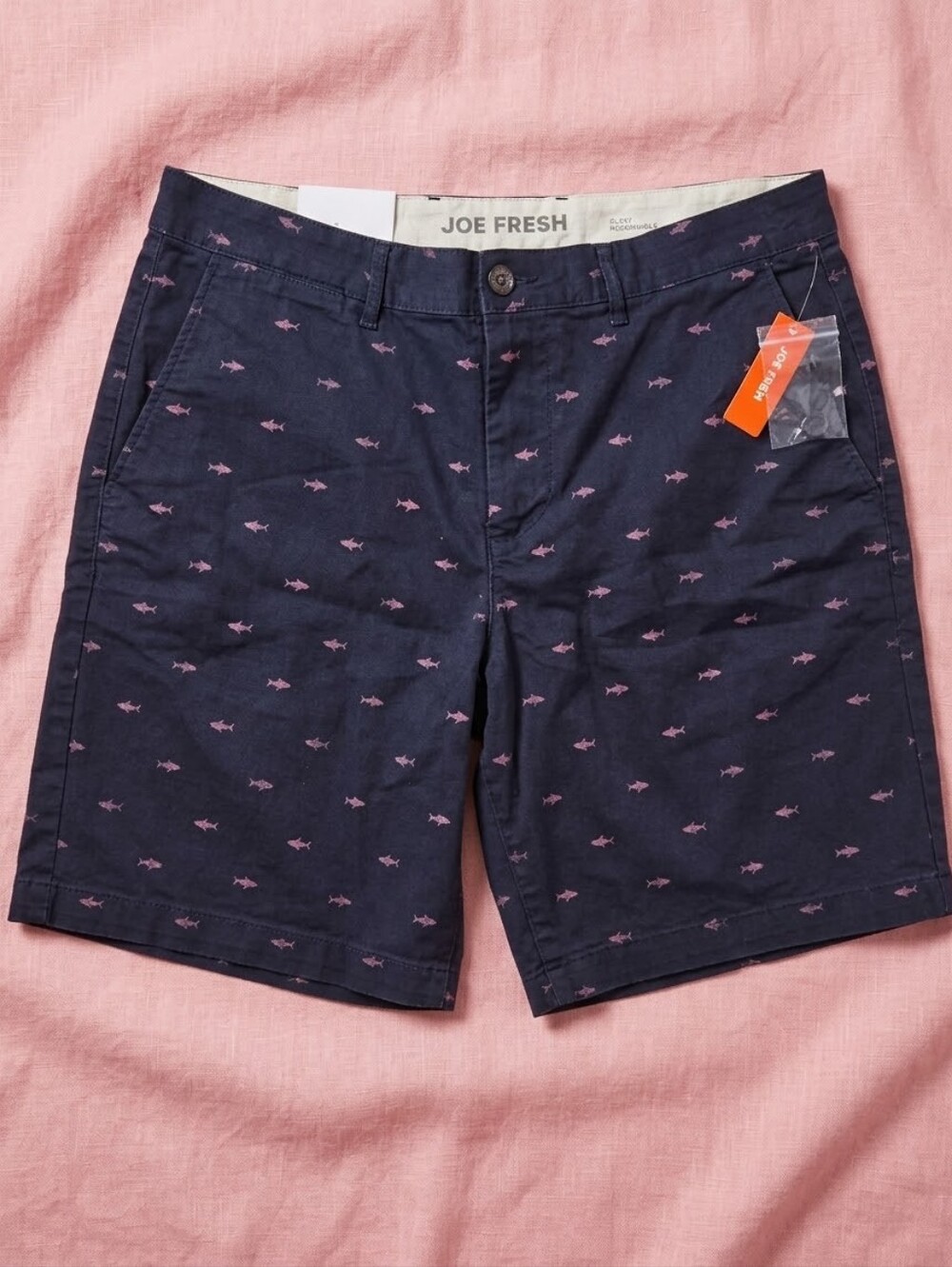 Joe Fresh Navy Shorts with Pink Shark Print